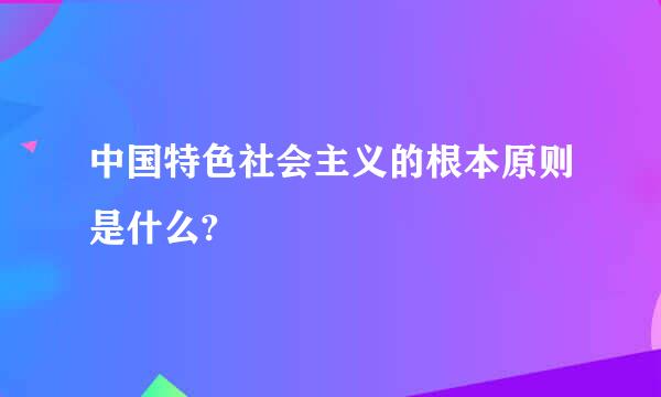 中国特色社会主义的根本原则是什么?