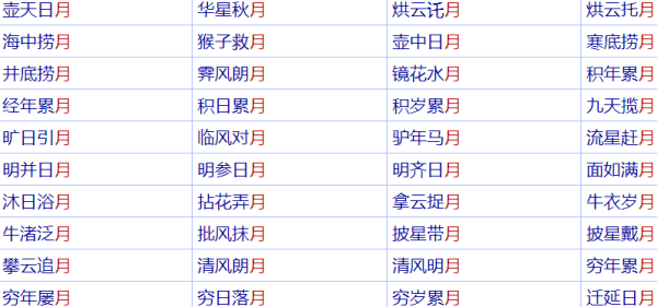 带“月”的成语有哪些？