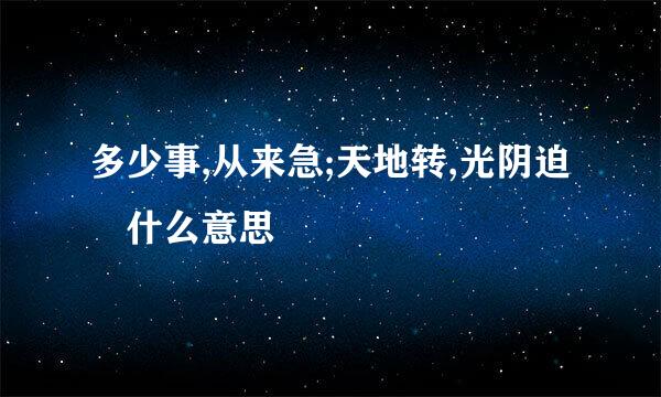 多少事,从来急;天地转,光阴迫 什么意思