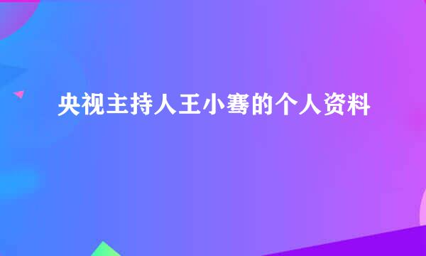 央视主持人王小骞的个人资料