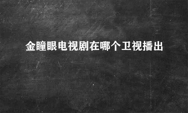 金瞳眼电视剧在哪个卫视播出