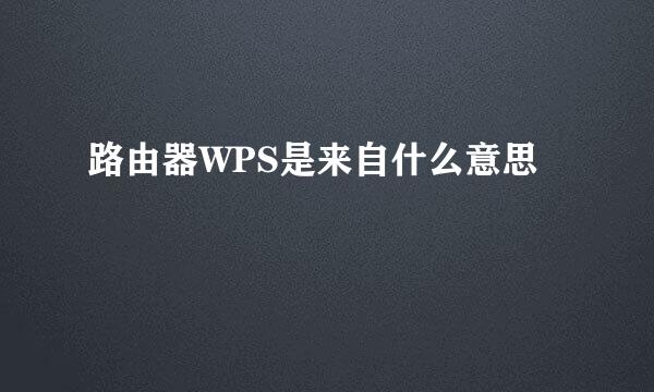 路由器WPS是来自什么意思