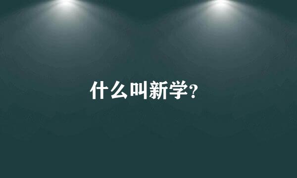 什么叫新学？