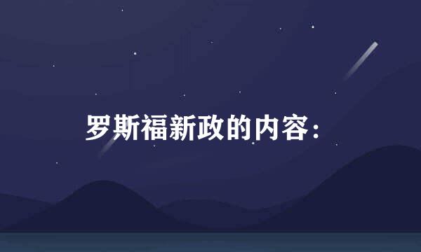 罗斯福新政的内容：