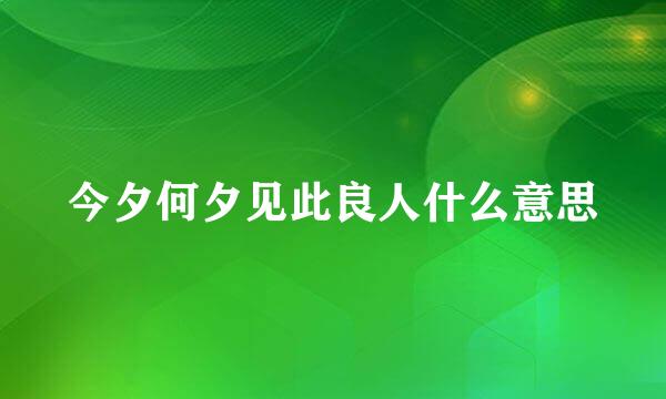 今夕何夕见此良人什么意思