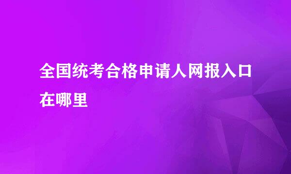 全国统考合格申请人网报入口在哪里