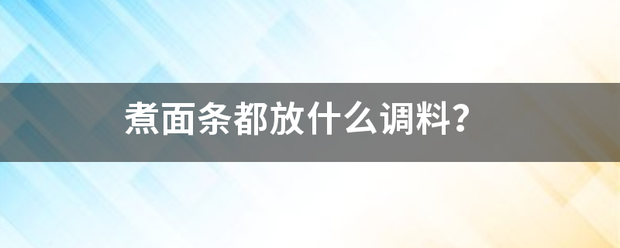 煮面条都放什么调料？