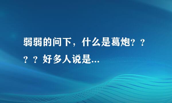 弱弱的问下，什么是葛炮？？？？好多人说是...