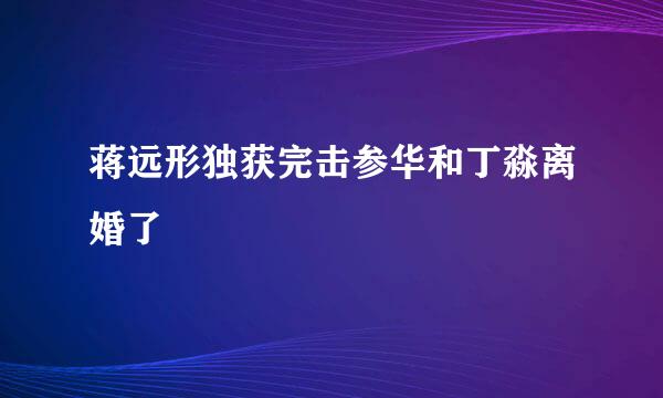 蒋远形独获完击参华和丁淼离婚了