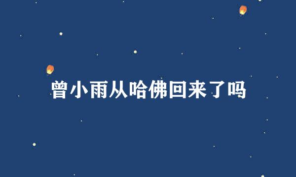 曾小雨从哈佛回来了吗