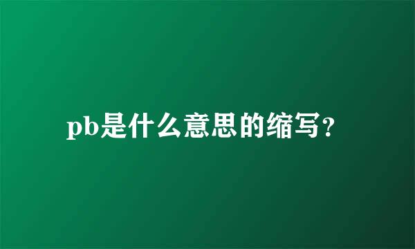 pb是什么意思的缩写？