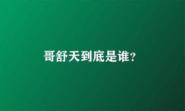 哥舒天到底是谁？