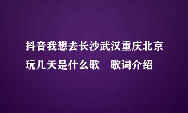 抖音我想去长沙武汉重庆北京玩几天是什么歌 歌词介绍