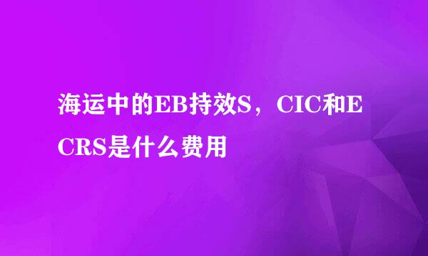 海运中的EB持效S，CIC和ECRS是什么费用