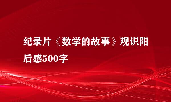 纪录片《数学的故事》观识阳后感500字