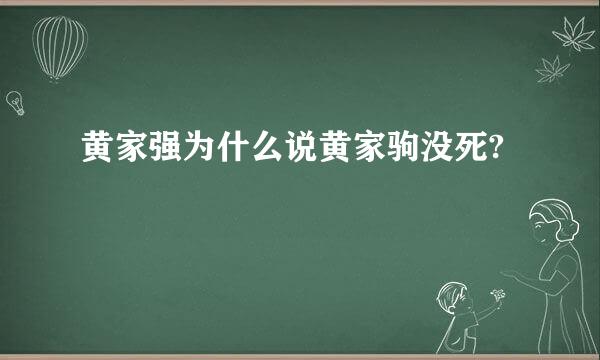 黄家强为什么说黄家驹没死?