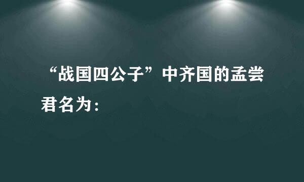 “战国四公子”中齐国的孟尝君名为：