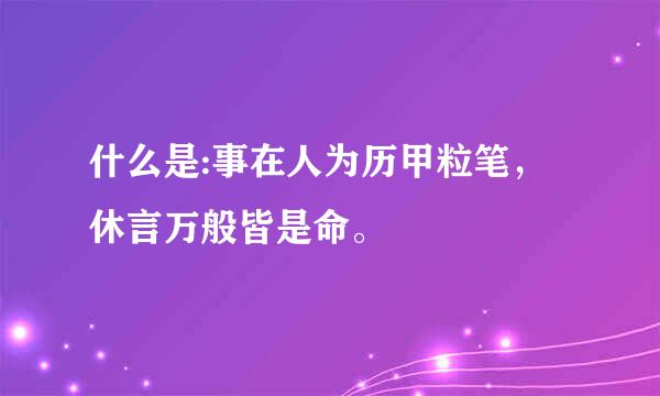 什么是:事在人为历甲粒笔，休言万般皆是命。