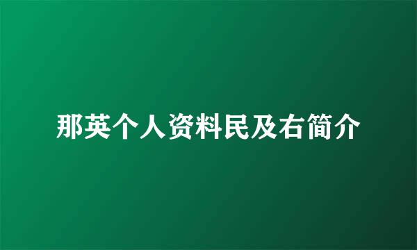 那英个人资料民及右简介