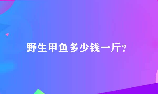 野生甲鱼多少钱一斤？