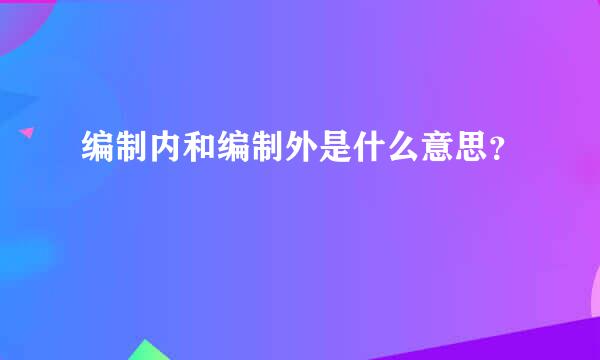 编制内和编制外是什么意思？