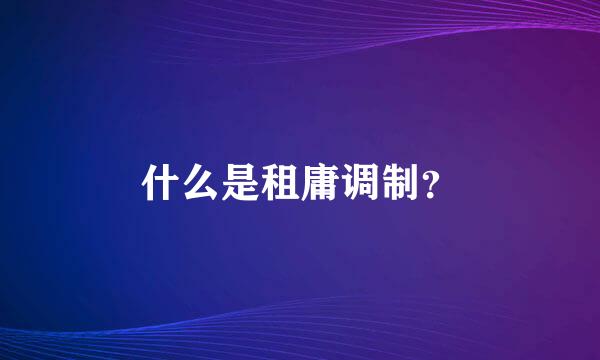 什么是租庸调制？