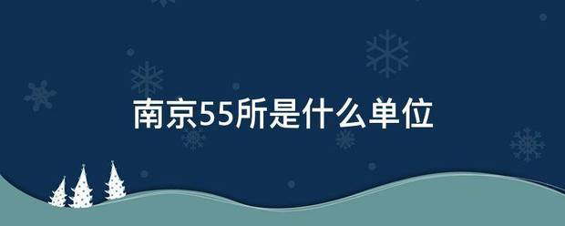 南京55所是什么单位