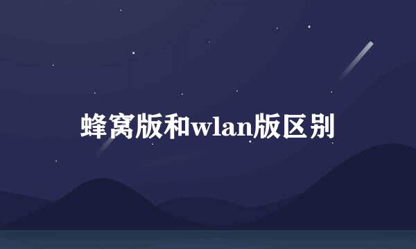 蜂窝版和wlan版区别