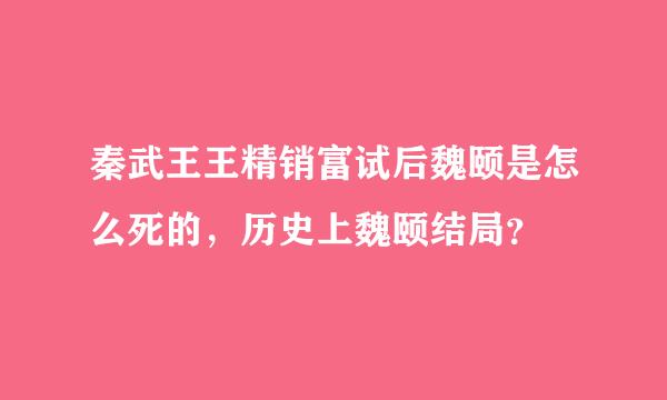 秦武王王精销富试后魏颐是怎么死的，历史上魏颐结局？