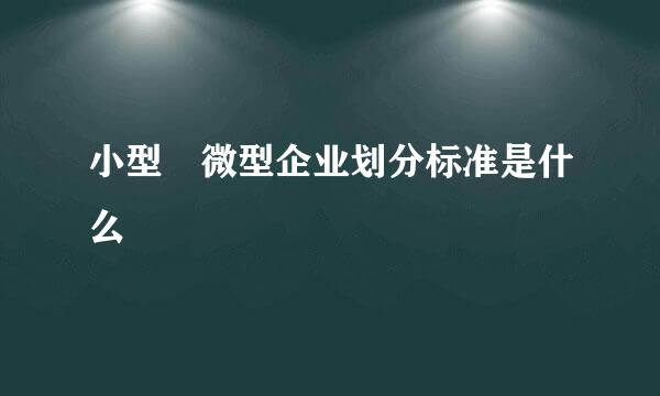 小型 微型企业划分标准是什么