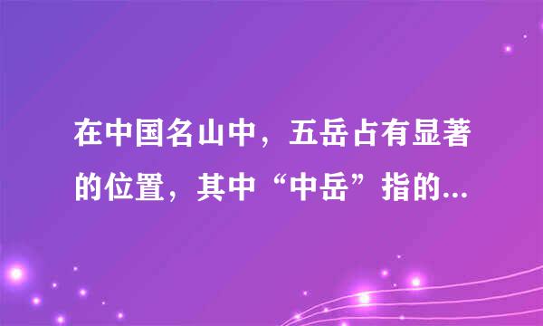 在中国名山中，五岳占有显著的位置，其中“中岳”指的是（ ）。 A.泰现土城马画选官下妒山B.华山C.恒山D.嵩山请帮忙给出正确答案和分析...