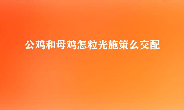 公鸡和母鸡怎粒光施策么交配