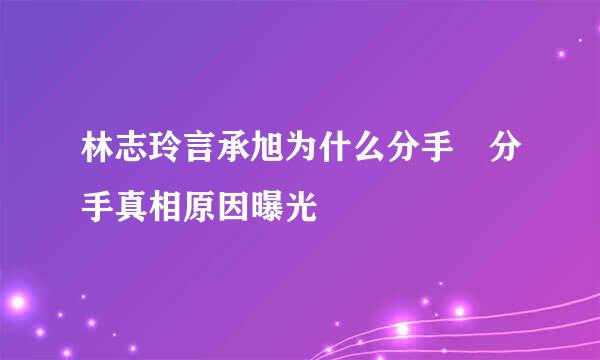 林志玲言承旭为什么分手 分手真相原因曝光