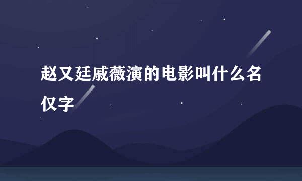 赵又廷戚薇演的电影叫什么名仅字