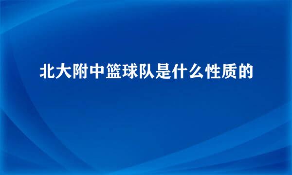 北大附中篮球队是什么性质的