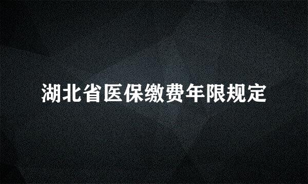 湖北省医保缴费年限规定