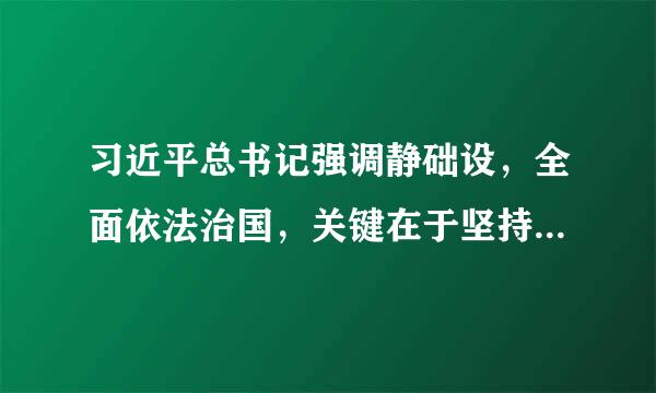 习近平总书记强调静础设，全面依法治国，关键在于坚持党（ ）。[2分还推次州比架城儿都束]