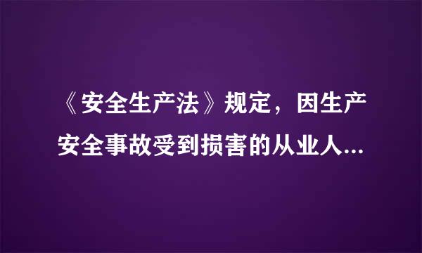 《安全生产法》规定，因生产安全事故受到损害的从业人员，依照有关民事法律尚有获得赔偿权利的，有权向本单位提出赔偿要求...