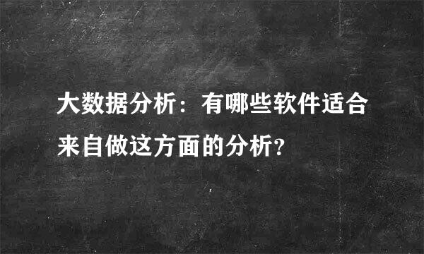 大数据分析：有哪些软件适合来自做这方面的分析？