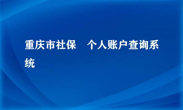 重庆市社保 个人账户查询系统