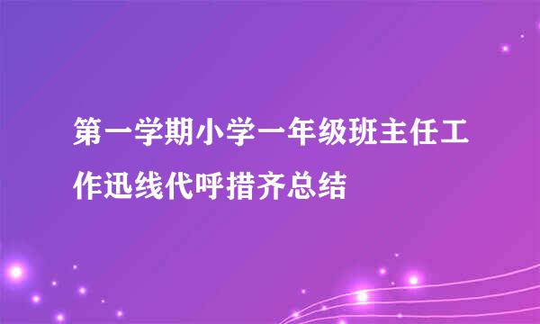 第一学期小学一年级班主任工作迅线代呼措齐总结