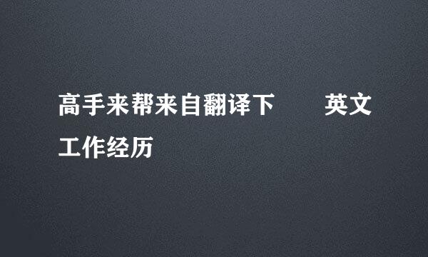 高手来帮来自翻译下  英文工作经历