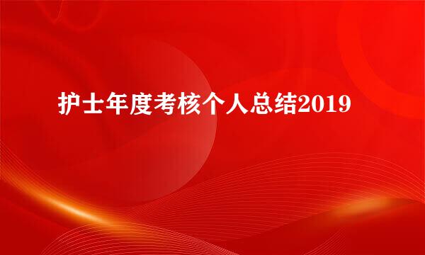 护士年度考核个人总结2019