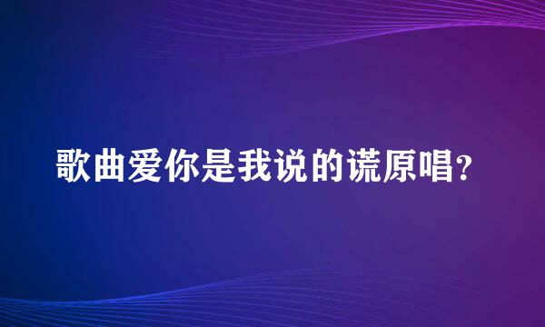 歌曲爱你是我说的谎原唱？