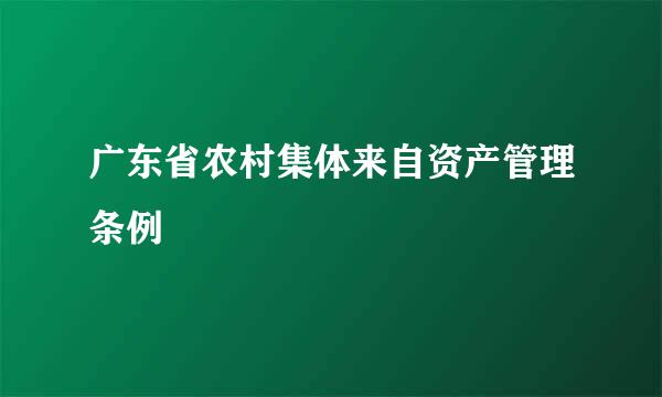 广东省农村集体来自资产管理条例