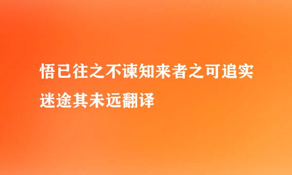 悟已往之不谏知来者之可追实迷途其未远翻译