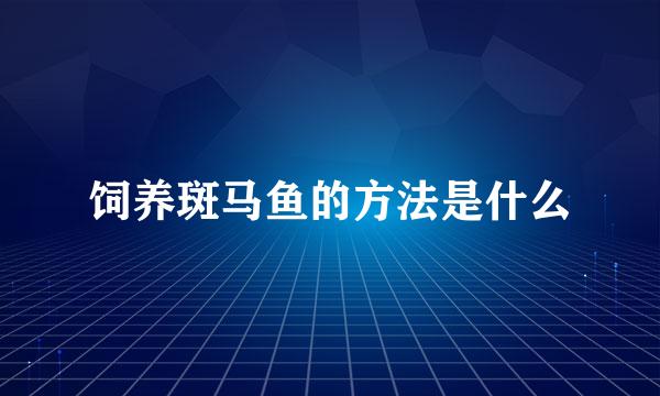 饲养斑马鱼的方法是什么