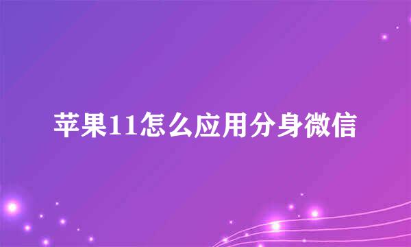 苹果11怎么应用分身微信