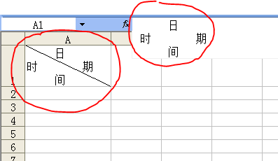 excel中如何在表格里画一条斜线,斜线上下写字。就...