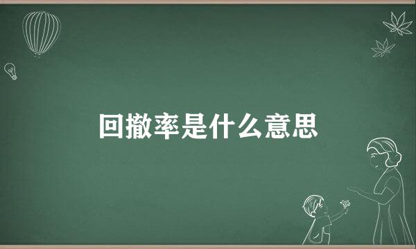 回撤率是什么意思